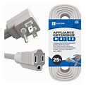 25 ft Appliance Power Extension Cord, Heavy Duty 14 Gauge Gray Wire For All Major Appliances, 1875W High Voltage Grey Outlet, 3 Prong Grounded Flat