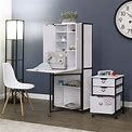 Craft Armoire With Folding Desktop For Crafts, Sewing, Home Or Office - White