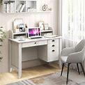 Vintage Computer Desk With Storage Shelves And 4 Drawers-White