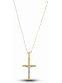 Jared The Galleria Of Jewelry Round Angel Crucifix Pendant Necklace 14K Two-Tone Gold 13"
