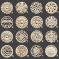 2" To 16" (5cm To 40Cm) Dia. Round Rosettes Applique Onlay, 1Pc, Unpainted Wood Carved Embellishments, Furniture Carving Supplies MD002
