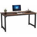 Tribesigns Modern Computer Desk, 70.8 X 31.5 Inch Large Office Desk Computer Table Study Writing Desk Workstation For Home Office, Rustic/Black