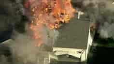 Blazing house explodes in a fiery blast